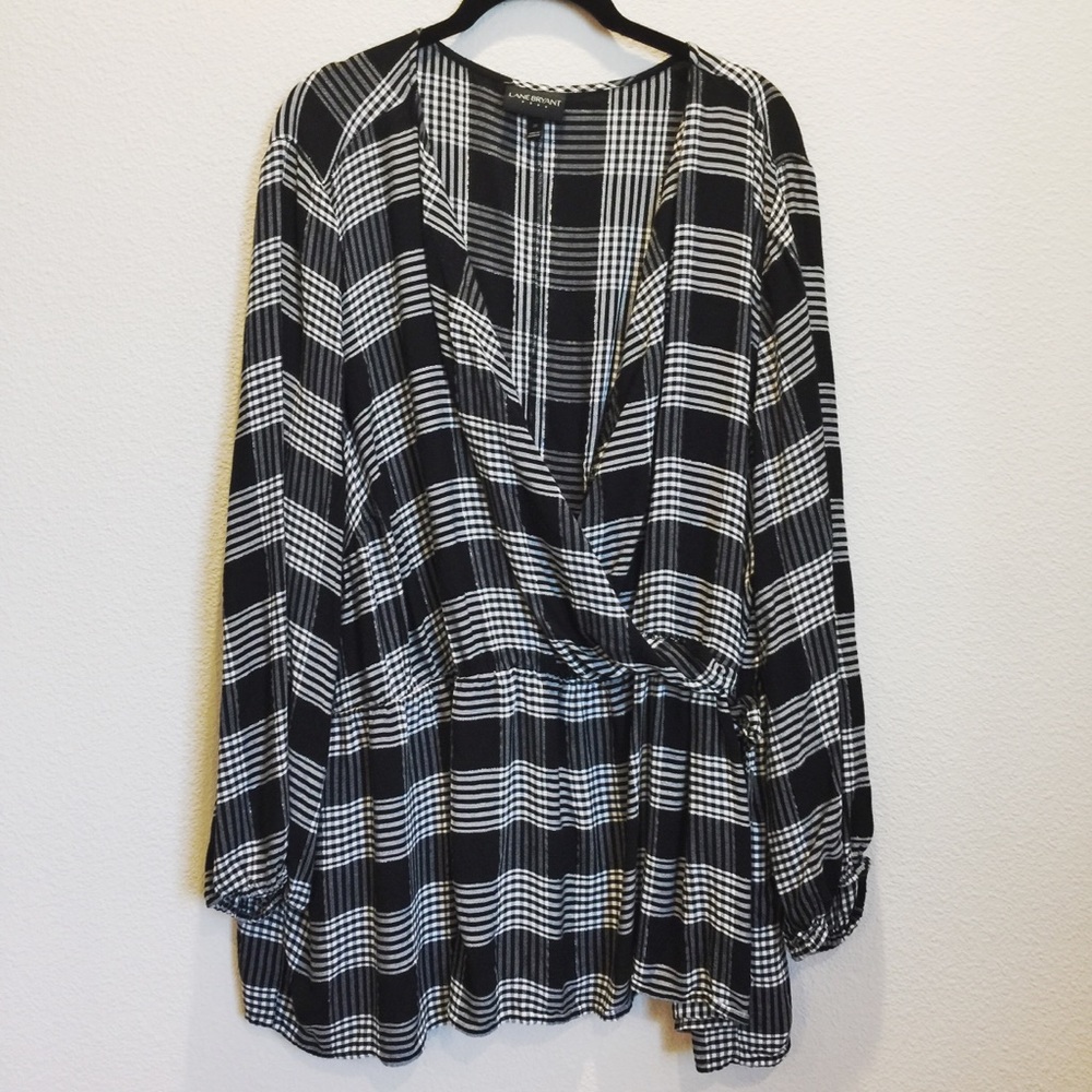 Lane Bryant shimmer blouse black and white